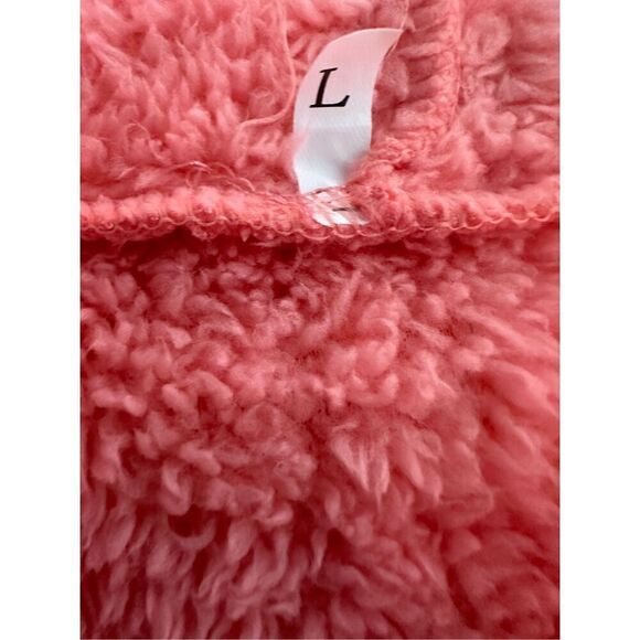 Women’s Fuzzy Pajamas Hooed Plush Jacket Pink Peach Size L - Picture 9 of 9